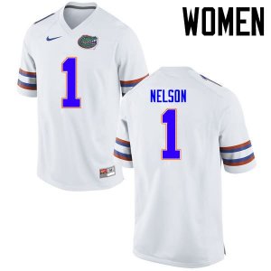 Women's Florida Gators #1 Reggie Nelson NCAA Nike White Authentic Stitched College Football Jersey SJU1162ME